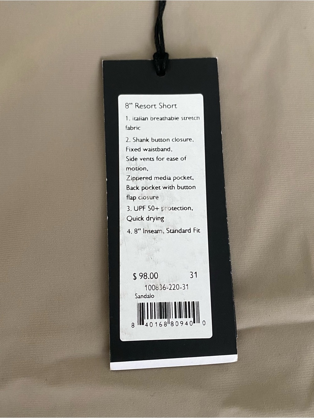 NEW Rhone 8" Resort Shorts in Sandalo Khaki Men’s Size 31 - Picture 9 of 12